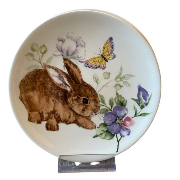 MAXCERA Spring Easter Bunny Rabbit Appetizer Dessert Plates 6" Floral Set 4 NEW - Picture 12 of 16